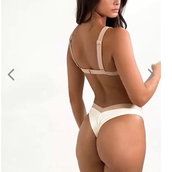 NWT OneOne Swimwear Bikini SET Juno Beach Kameron Jesse New Beige Small Neutral - Picture 5 of 5